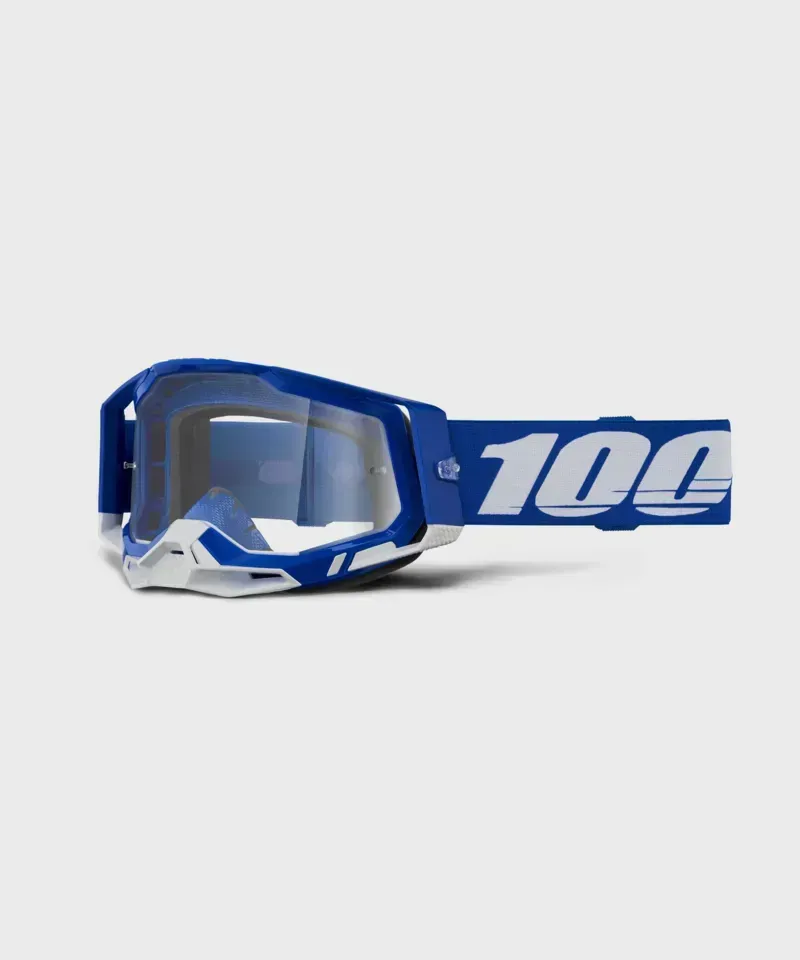 100% Racecraft 2 Clear Lens Goggles in Blue