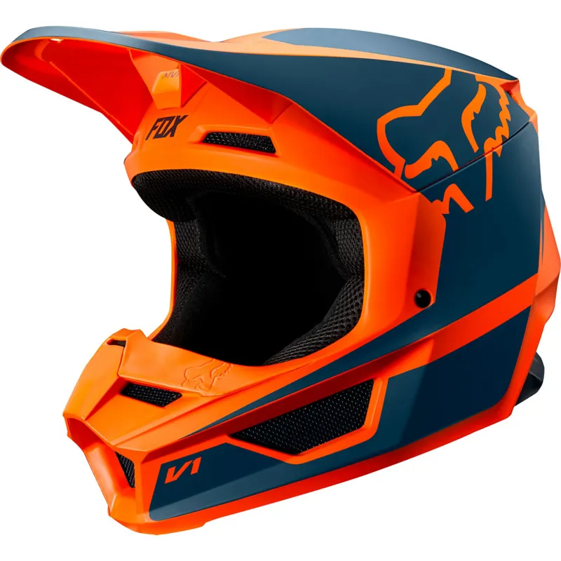 Fox Youth V1 Fullface Helmet in PRZM Orange - Youth Medium-1