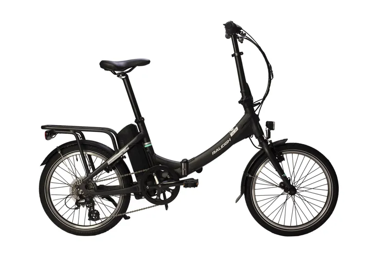 Raleigh Stow-E-Way - 20 Inch Wheel Electric Folding Bike- Black - Medi