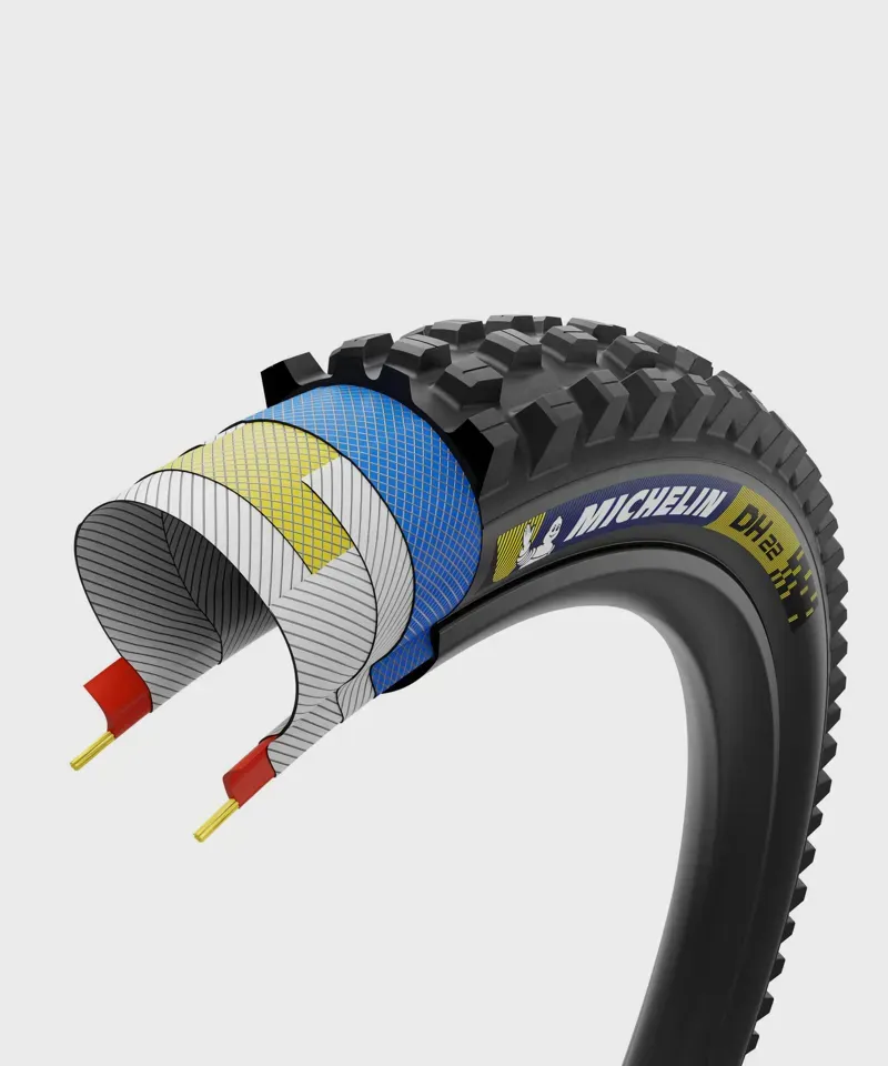 Michelin DH22 Racing Line Tyre in Blue/Yellow -1