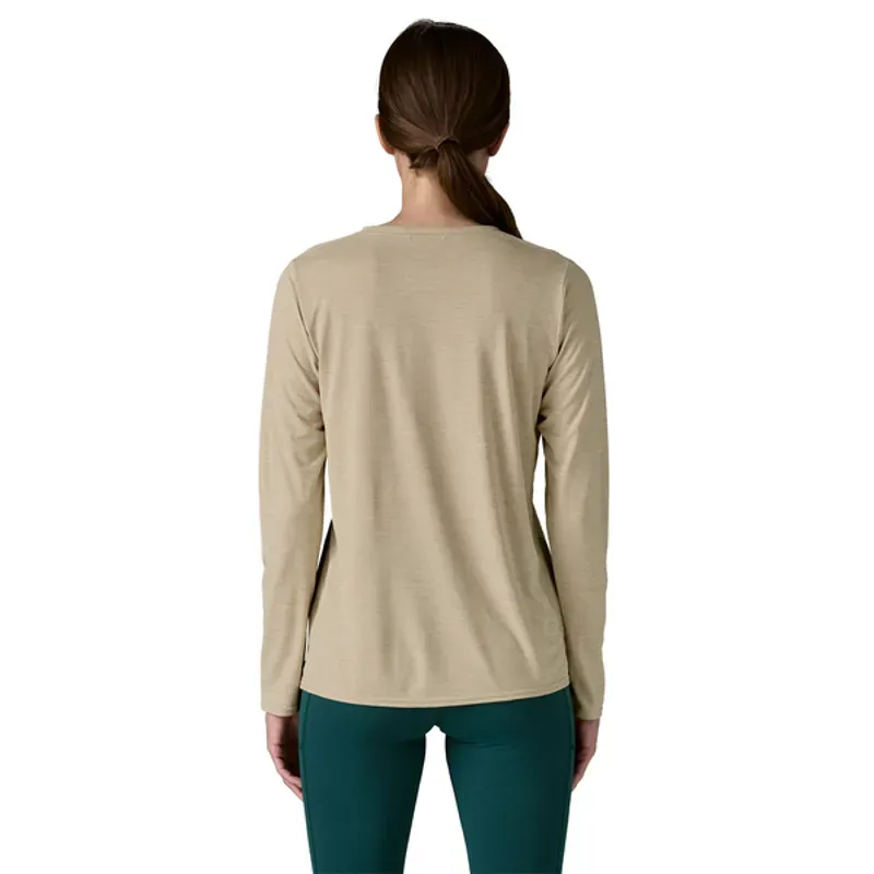 Patagonia Women's Long-Sleeved Capilene Cool Daily Graphic Shirt In Fitz Roy Foliage Pumice X-Dye-1