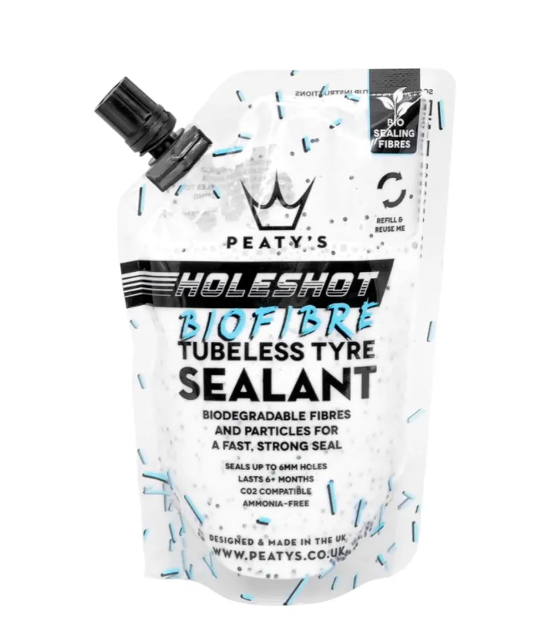 Peaty's Holeshot BioFibre Tubeless Tyre Sealant 120ml Trail Pouch
