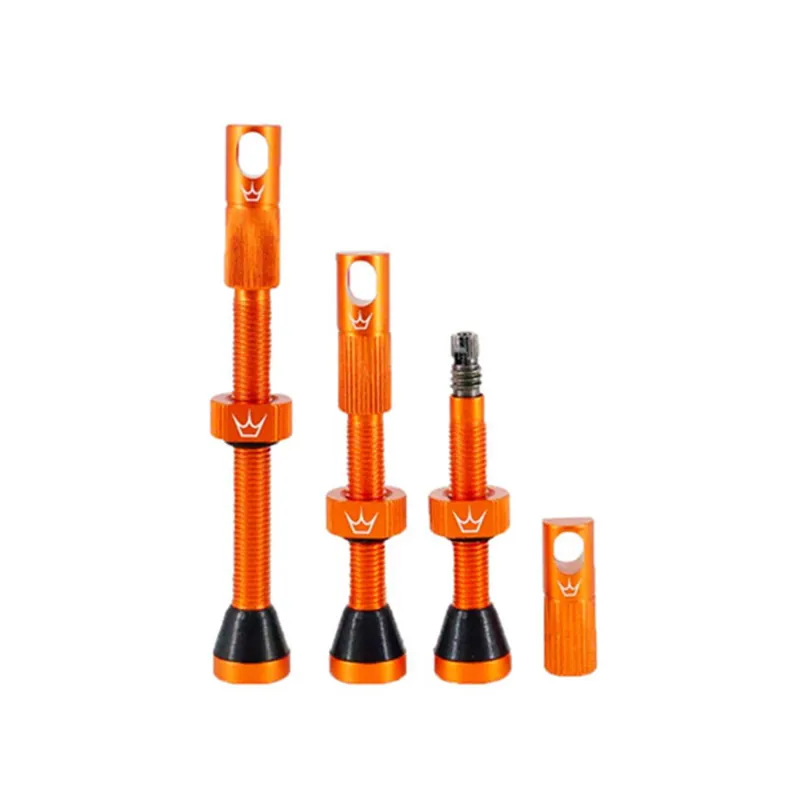 Peatys/Chris King Tubeless Valves - Mango - 42mm Pair