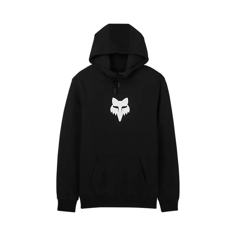 Fox Head Fleece Pullover Hoodie - Black