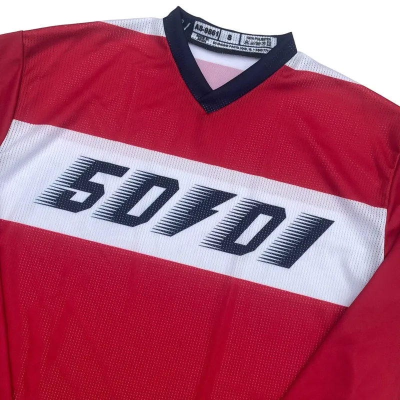 50to01 YOUTH - HIGHLINE MTB LONGSLEEVE JERSEY RED / NAVY-1