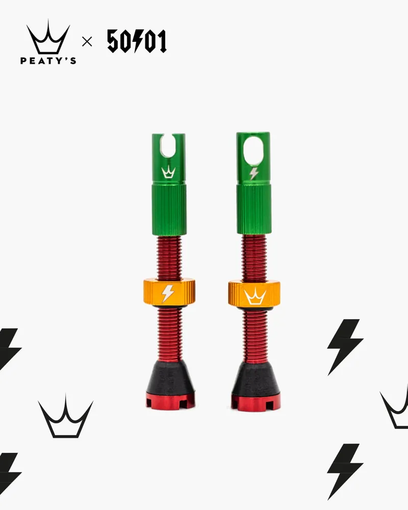 Peatys x 50to01 MK2 Tubeless Valves - Rasta - 42mm