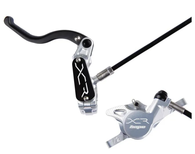 Hope XCR PRO X2 Rear Brake System - No Rotor - - Left Hand - Silver - black hose