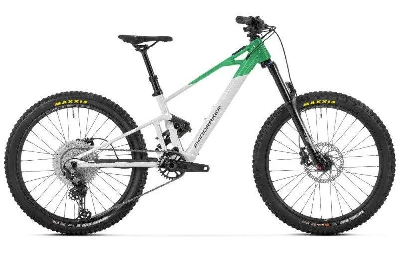 2026 Mondraker F-Play 24inch Kids Electric Full Suspension Mountain Bike in Optic White/Green