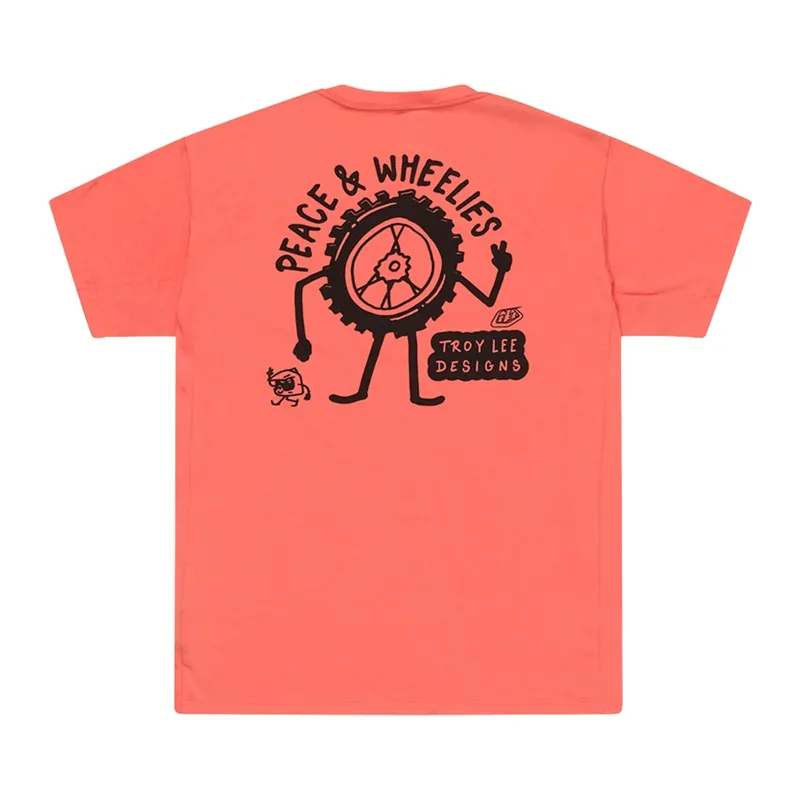 Troy Lee Designs Skyline Short Sleeve Ride Jersey - Peace and Wheelies in Melon-1