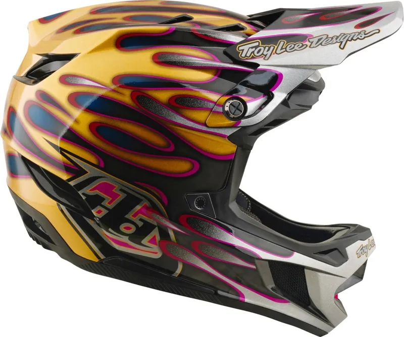 Troy Lee Designs D4 Carbon MIPS Helmet / Overspray - Gold/Black-1