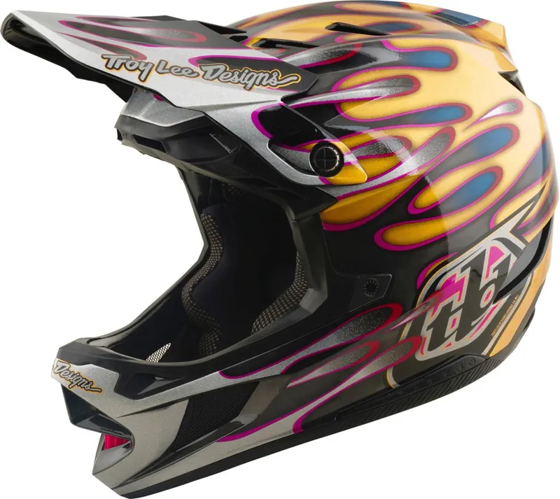 Troy Lee Designs D4 Carbon MIPS Helmet / Overspray - Gold/Black