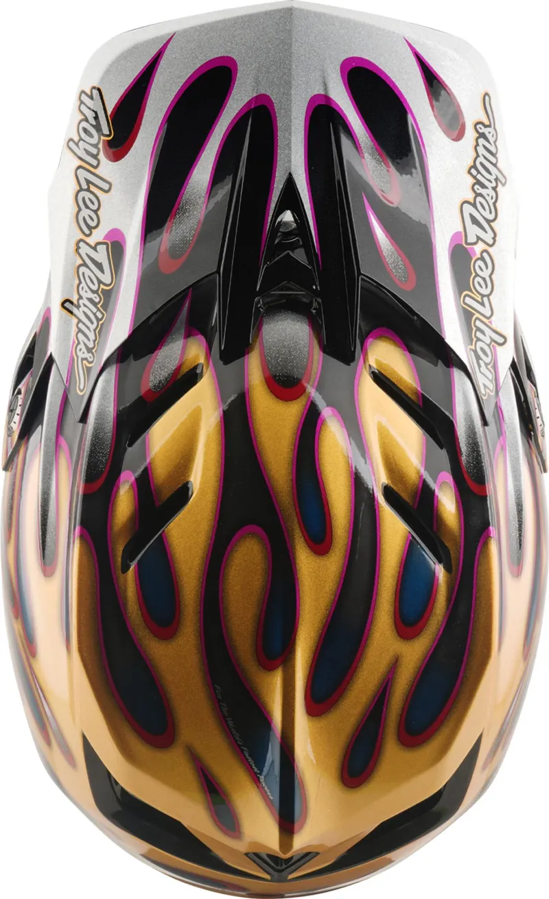 Troy Lee Designs D4 Carbon MIPS Helmet / Overspray - Gold/Black-3