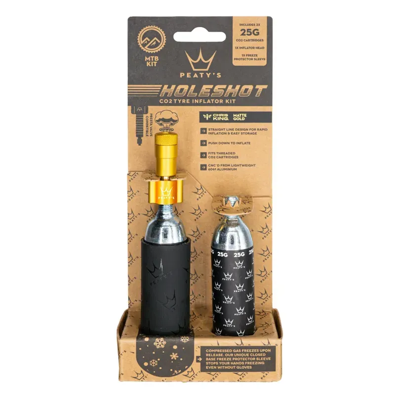 Peatys Holeshot CO2 Tyre Inflator - MTB (25g) - Gold
