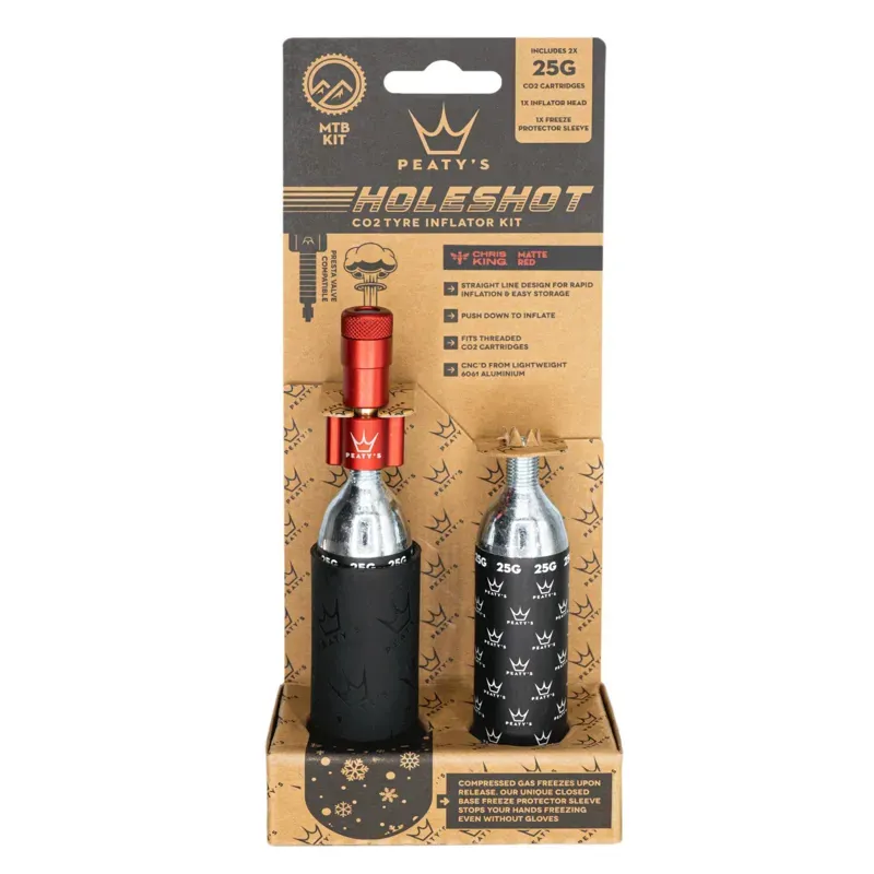 Peatys Holeshot CO2 Tyre Inflator - MTB (25g) - Red