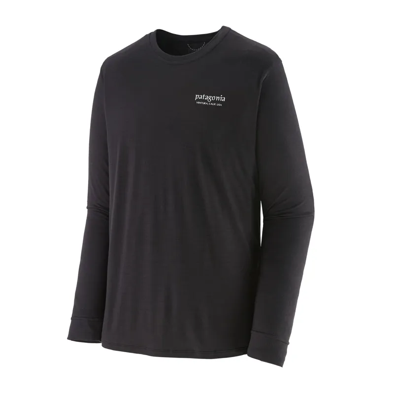 Patagonia L/S Cap Cool Merino Graphic Shirt in Heritage Header Black