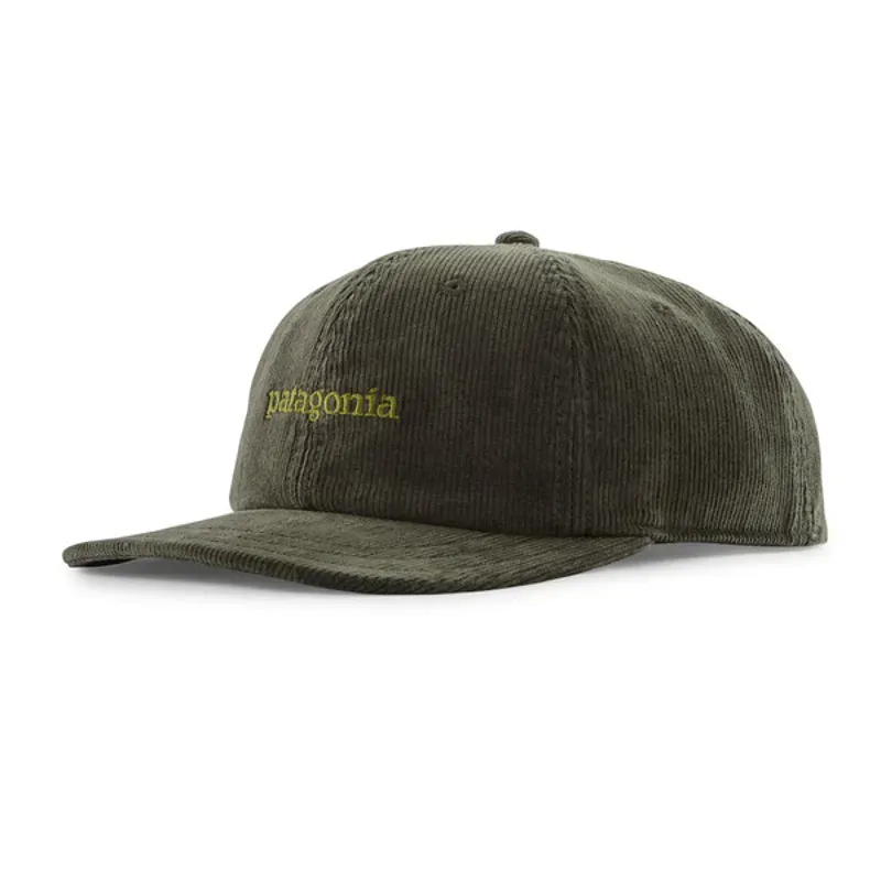 Patagonia Corduroy Cap In Text Logo Old Growth Green